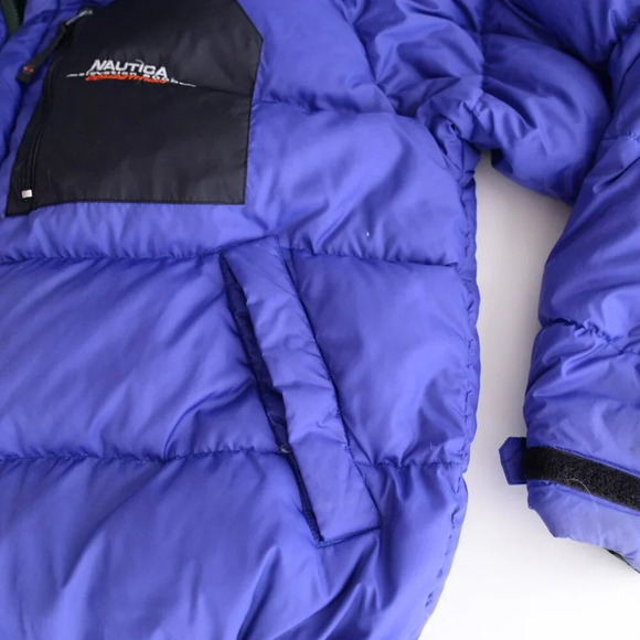 VTG 90S Nautica Elevation 8000 Reversible Blue Green Puffer Zip Up Winter Jacket - Picture 15 of 16